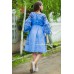 Boho Style Embroidered  Dress Blue with Black/White Embroidery
